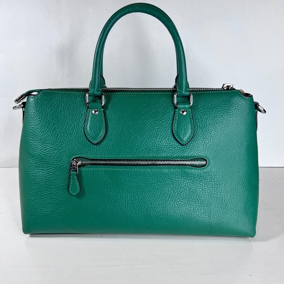 COACH Georgia Satchel Green Pebbled Leather Shoulder Crossbody Bag w Wallet - Picture 5 of 16